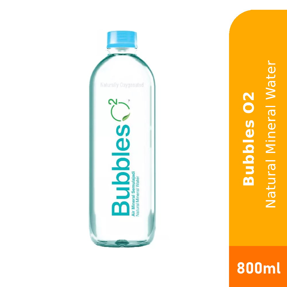 BUBBLES O2 Natural Mineral Water 425ml/800ml for Air Mineral Beroksigen, Air Minuman Bubbles O2