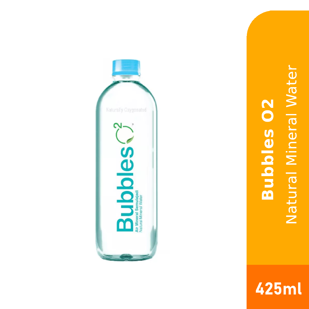 BUBBLES O2 Natural Mineral Water 425ml/800ml for Air Mineral Beroksigen, Air Minuman Bubbles O2