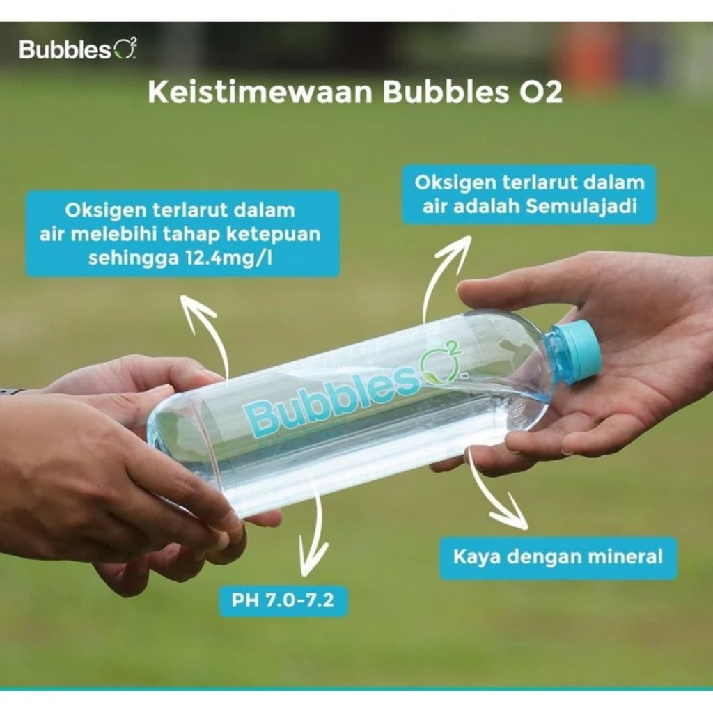 BUBBLES O2 Natural Mineral Water 425ml/800ml for Air Mineral Beroksigen, Air Minuman Bubbles O2
