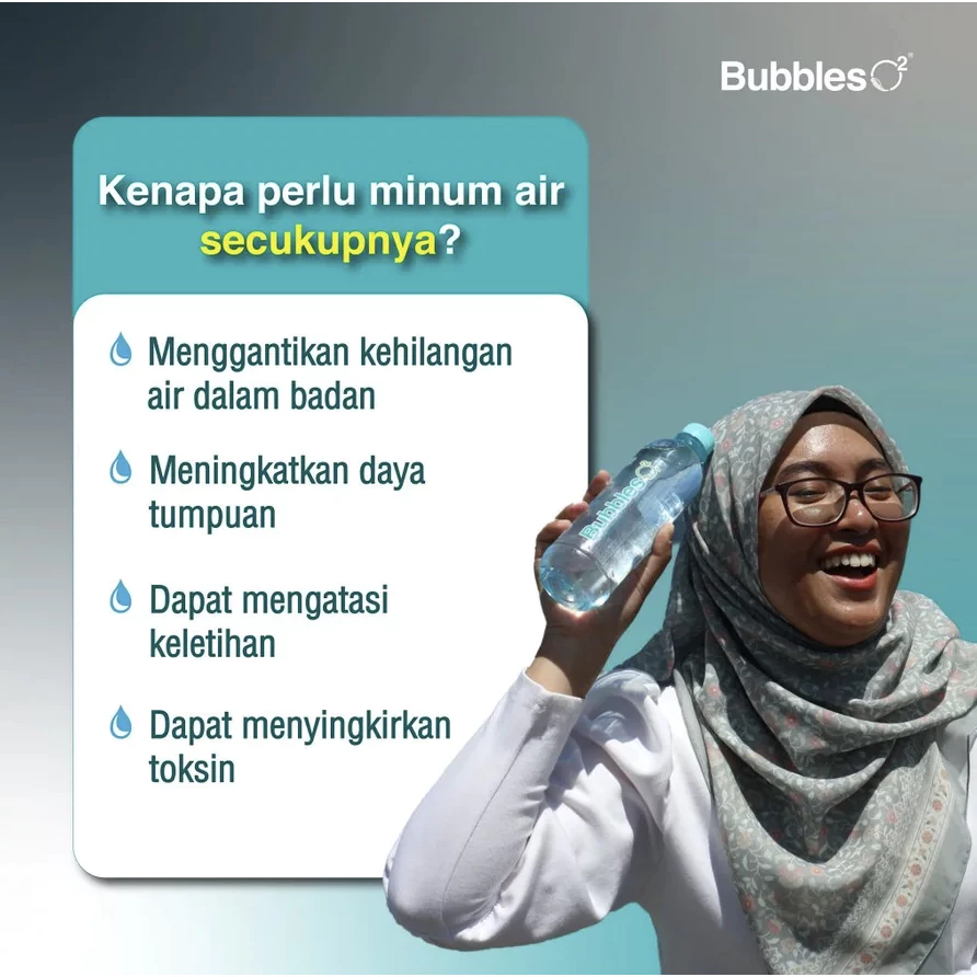 BUBBLES O2 Natural Mineral Water 425ml/800ml for Air Mineral Beroksigen, Air Minuman Bubbles O2