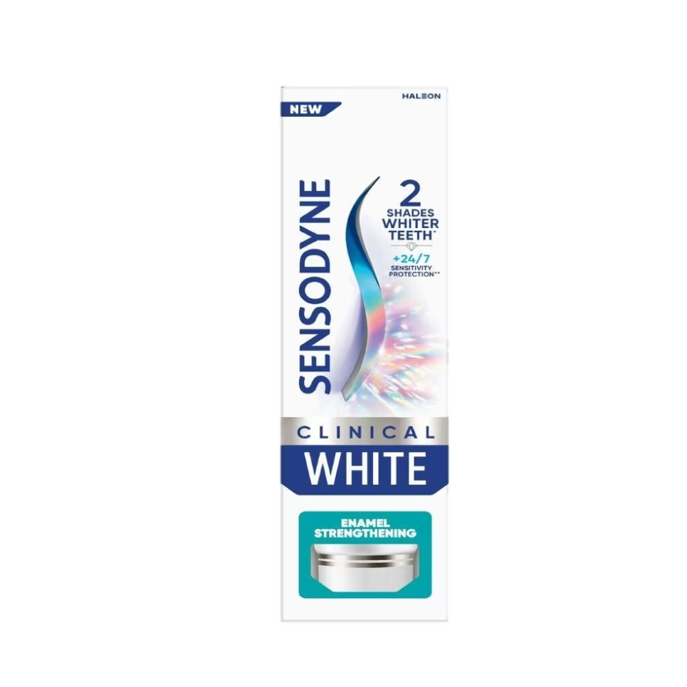 SENSODYNE Clinical White Enamel Strengthening Toothpaste 100g for Ubat Gigi Sensitif, Pemutih Gigi