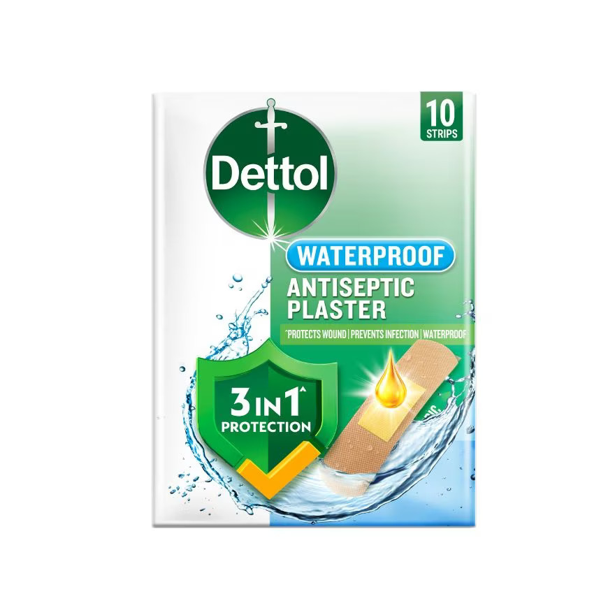 DETTOL Waterproof Antiseptic Plaster 10's (Single/Bundle) for Plaster Luka, Wound Plaster, Dettol Plaster