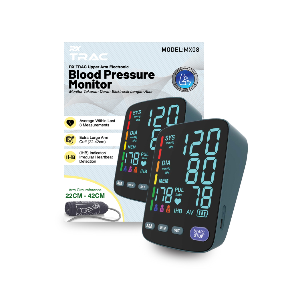 RX TRAC Upper Arm Electronic Blood Pressure Monitor (MX08) for Mesin Blood Pressure, Mesin Tekanan Darah