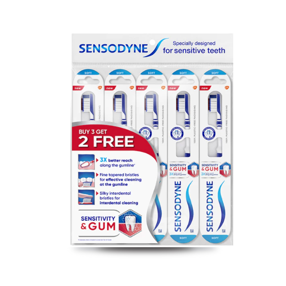 SENSODYNE Sensitivity & Gum Toothbrush Soft 5's for Berus Gigi Lembut, Soft Toothbrush, Sensodyne Toothbrush