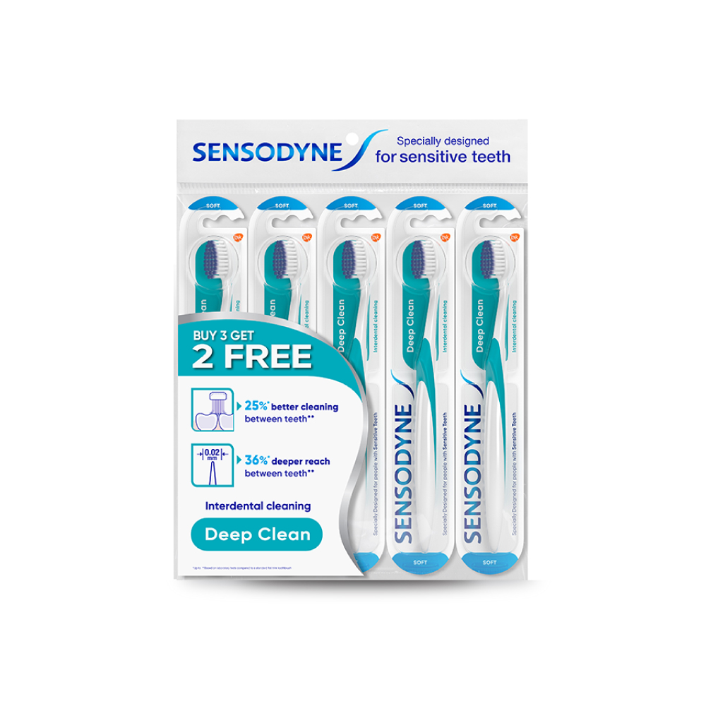 SENSODYNE Deep Clean Toothbrush Soft 5's for Berus Gigi Lembut, Soft Toothbrush, Sensodyne Toothbrush