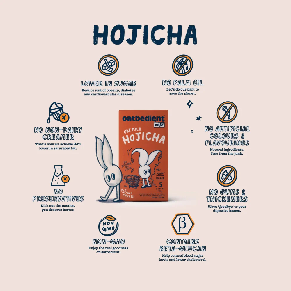 OATBEDIENT Cafe Oat Milk Hojicha 30g X 5's