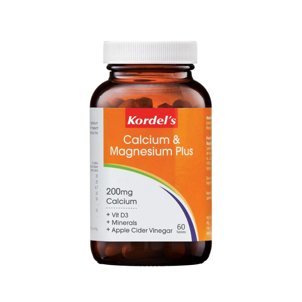 KORDEL'S Calcium & Magnesium Plus 60's for Bone Supplement, Nerve Supplement, Supplemen Tulang