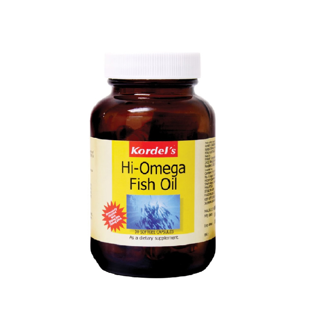KORDEL'S Hi-Omega Fish Oil 30's with EPA, DHA, Omega 3 Supplement for Heart, Brain Supplement