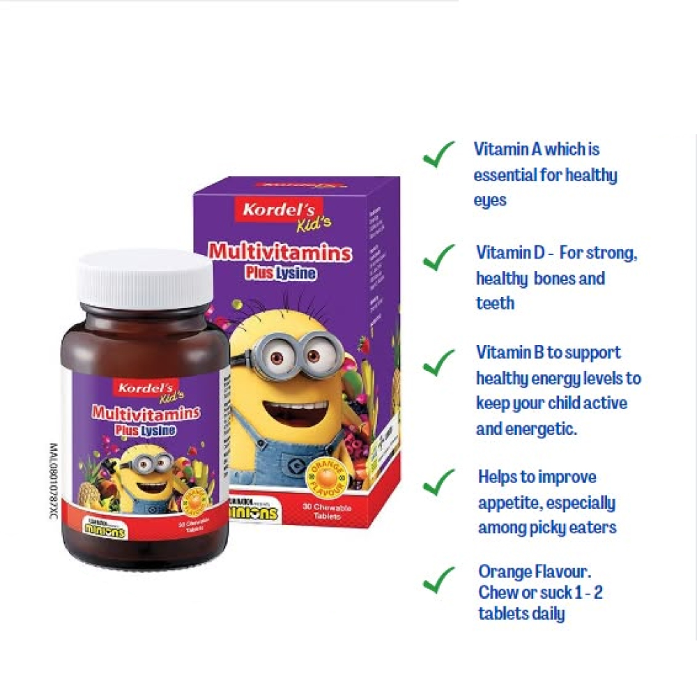 KORDEL'S Multivitamin + Lysine Chewable Tablets 30's