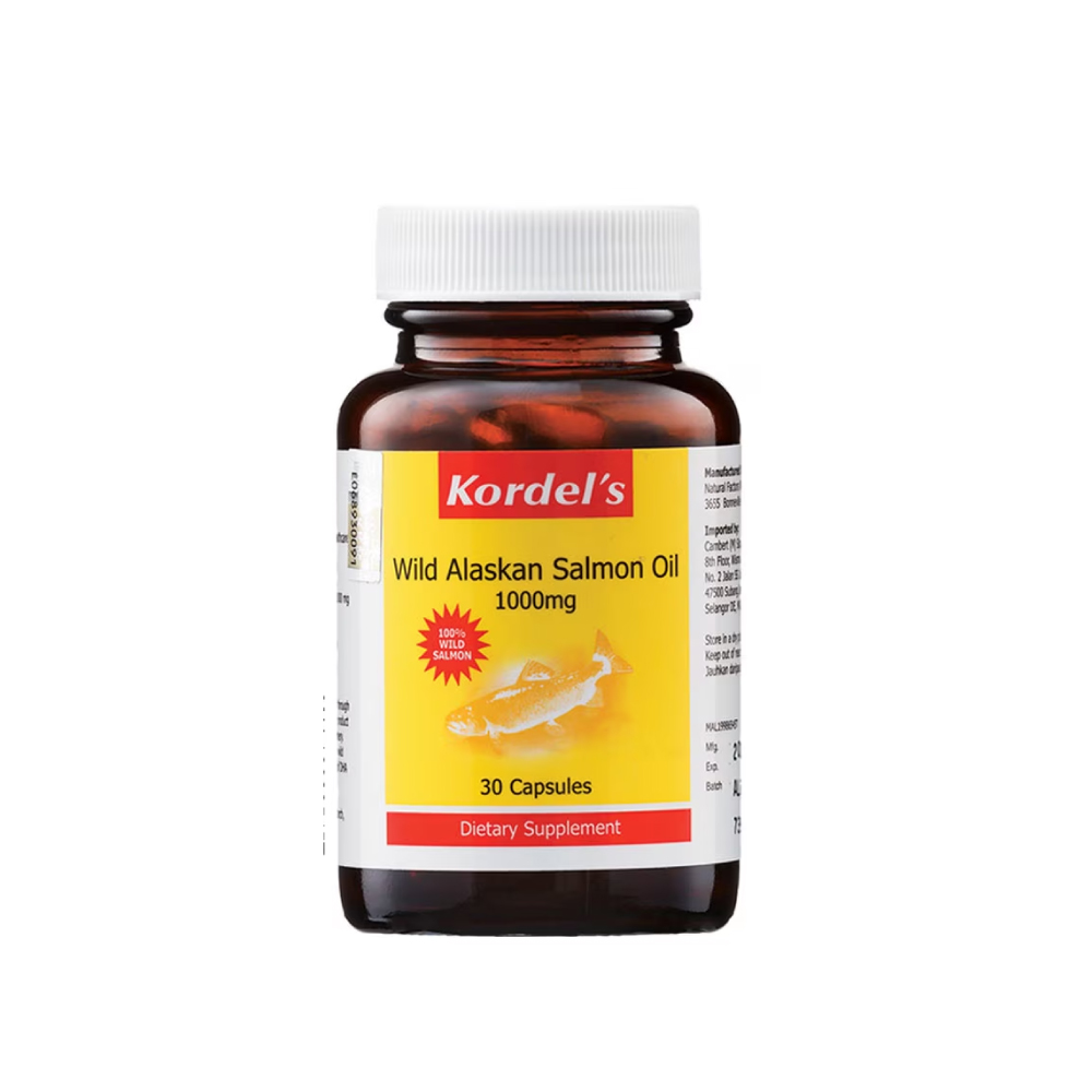 KORDEL'S Wild Alaskan Salmon Oil 30's with Omega 3, Fish Oil Supplement with Epa, Dha for Brain, Heart Supplement