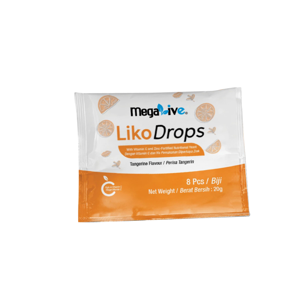 MEGALIVE LikoDrops Tangerine 8's with Ivy Leaf for Cough Relieve, Ubat Batuk Hisap.