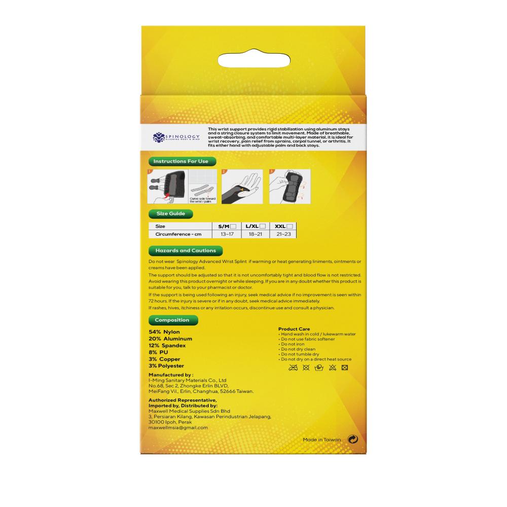 SPINOLOGY Advanced Wrist Splint Support (S/M,L/XL)