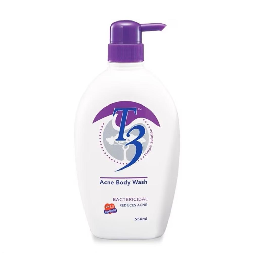 T3 Acne Body Wash 550ml for Sabun Mandi, Sabun Jerawat Badan, Sabun Badan