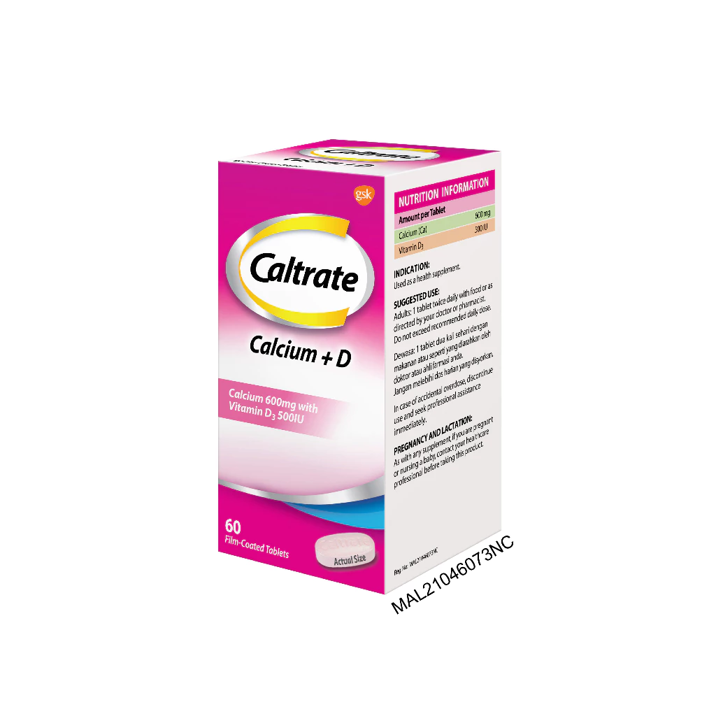 CALTRATE 600 + D Calcium 60's For Bone Health With Vitamin D