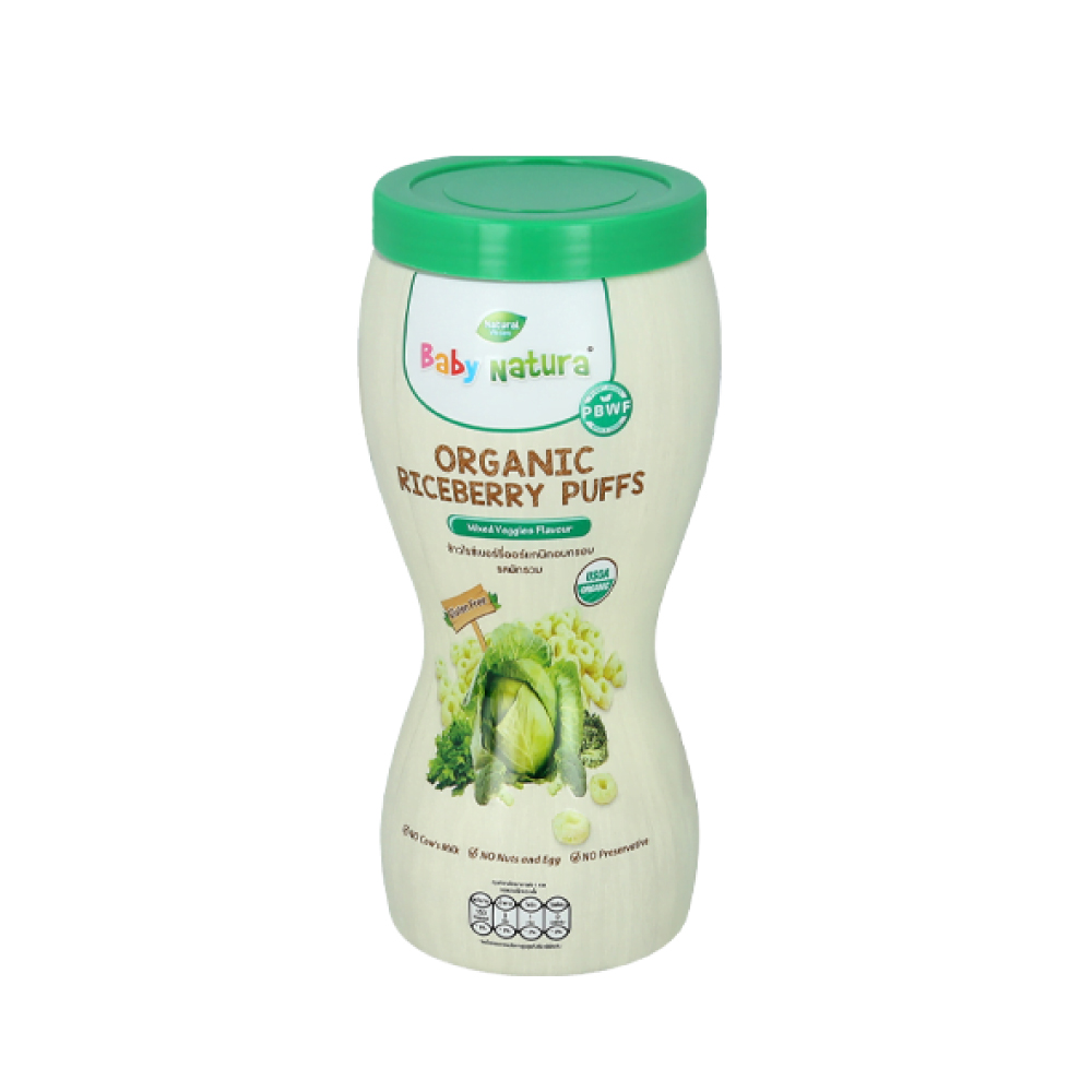 BABY NATURA Organic Riceberry Puffs 40g for Rice Puff Baby Food, Rice Puff for Baby, Rice Puff Cereal
