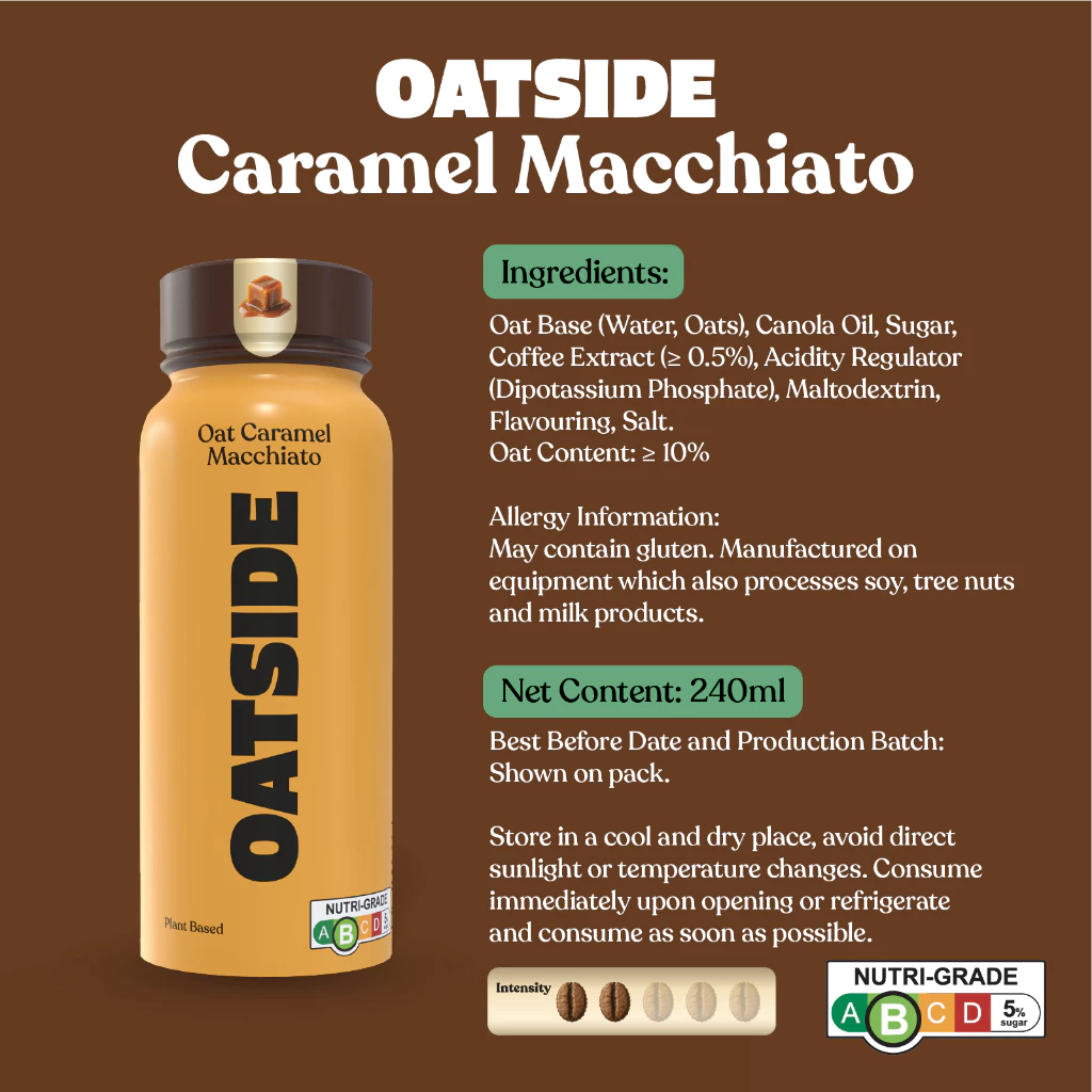 OATSIDE Drink Coffee 240ml - Latte, Caramel Macchiato, Matcha, Espresso Roast 6's
