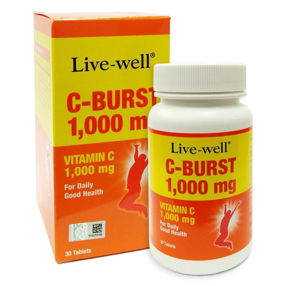 LIVE-WELL C-Burst 1000mg 30's with Vitamin C Supplement, Vitamin C 1000mg, Vita C