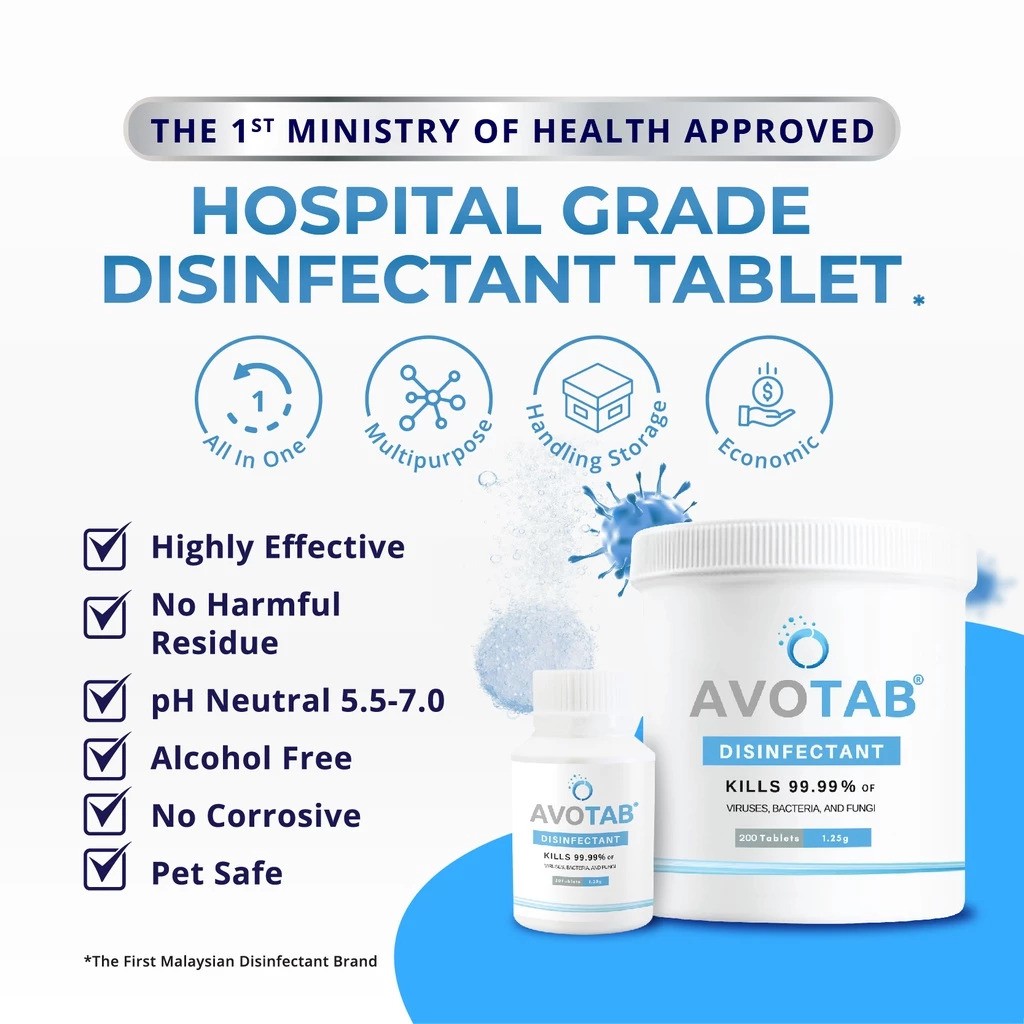AVOTAB Disinfectant Tablet 1.25g (40's/200's) for Sanitizer, Germicide, Sterilizer, Antibacterial