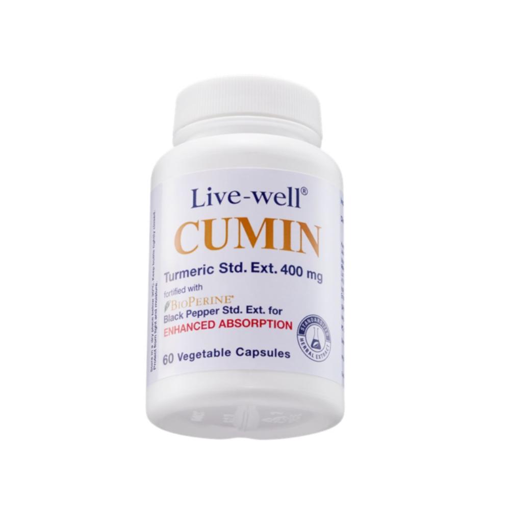 LIVE-WELL Cumin 60's X 2 Foc 30's with Turmeric Extract 400mg, Joint Supplement