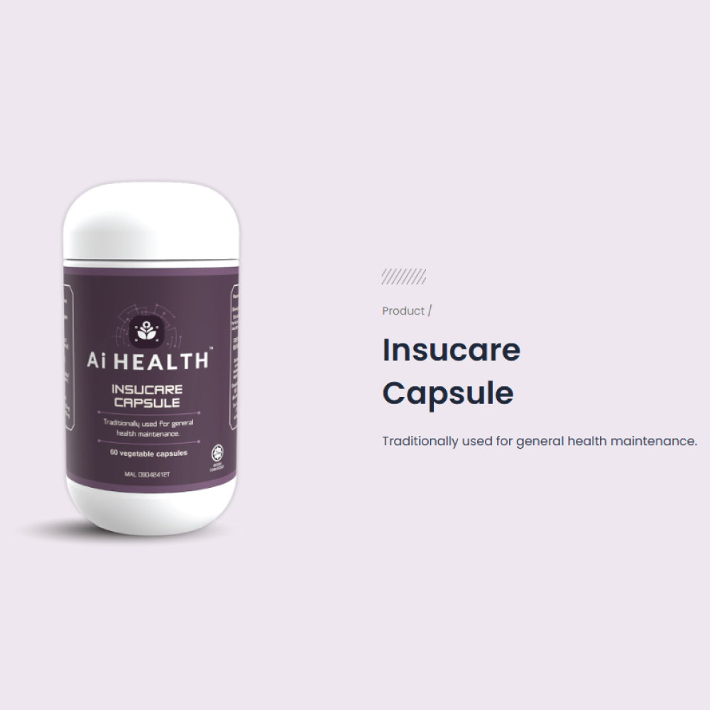 AI HEALTH Insucare 500mg 60's for Lower Glucose Level, Ubat Kencing Manis, Insulin Supplement