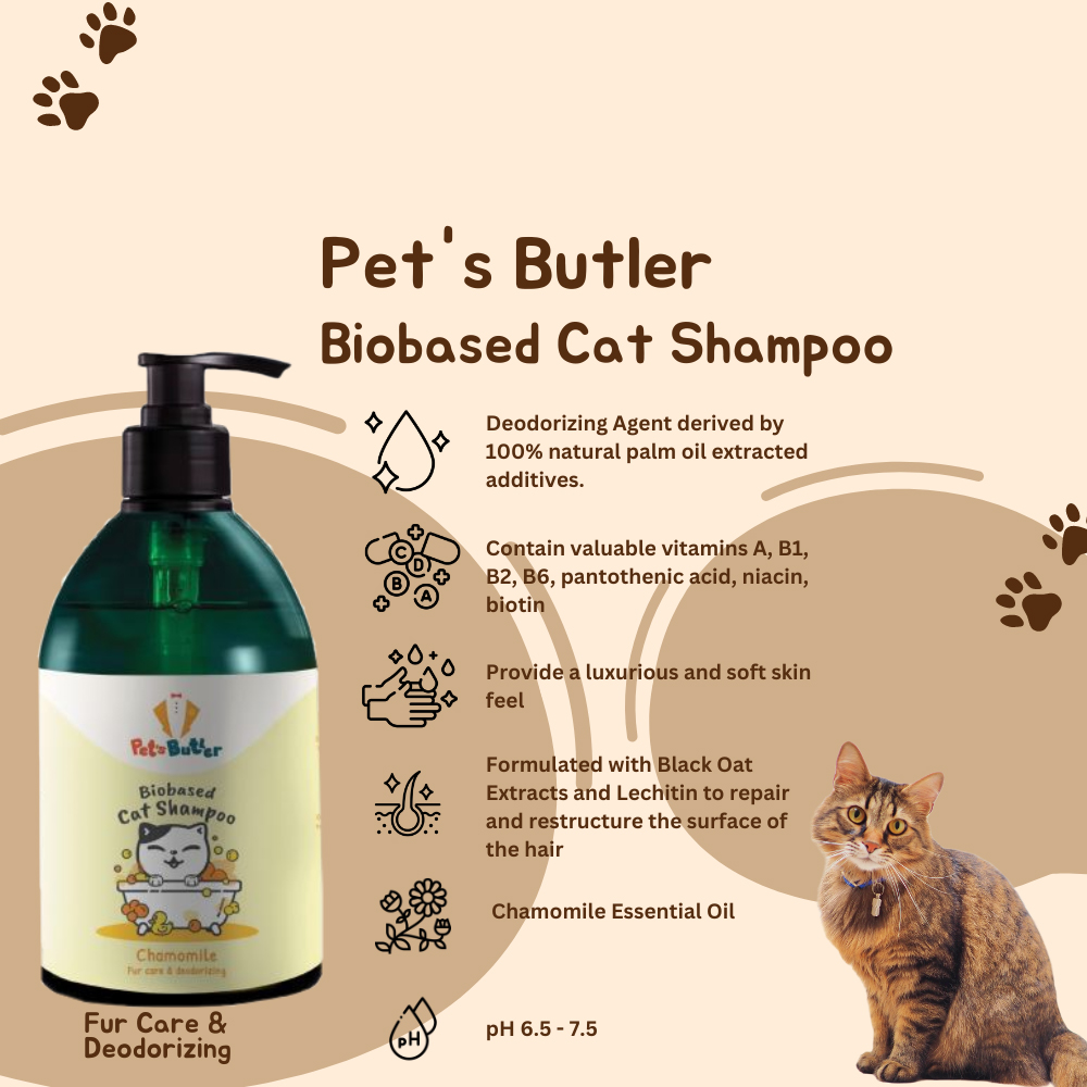 PET'S BUTTLER Pet Shampoo 500ml for Cat Shampoo, Fur Care & Conditioning, Chamomile, Shampoo Kucing