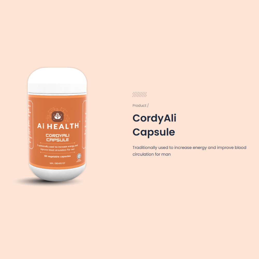 AI HEALTH Cordyali 500mg 60's with Tongkat Ali for Men Supplement, ED Supplement