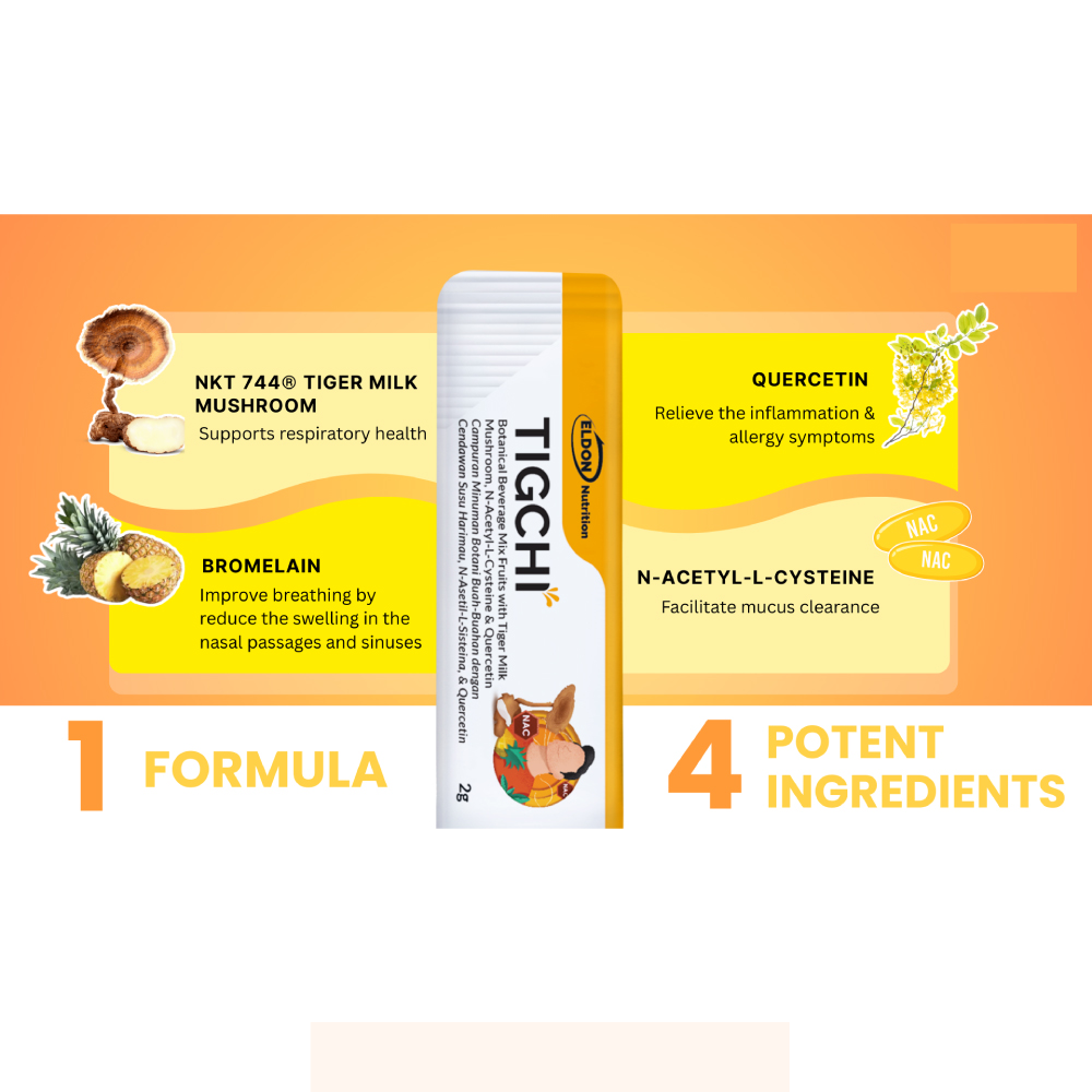 ELDON NUTRITION Tigchi Powder 2g 15's with Tiger Milk Mushroom Supplement for Respiratory Support
