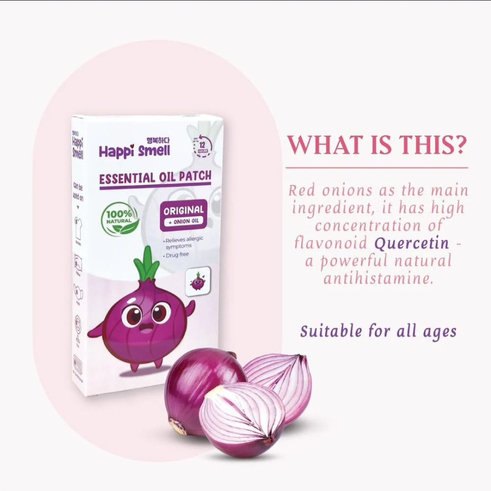 HAPPI Smell Onion Essential Oil Patch 6's - Original for Sinus, Allergy, Cough Relief
