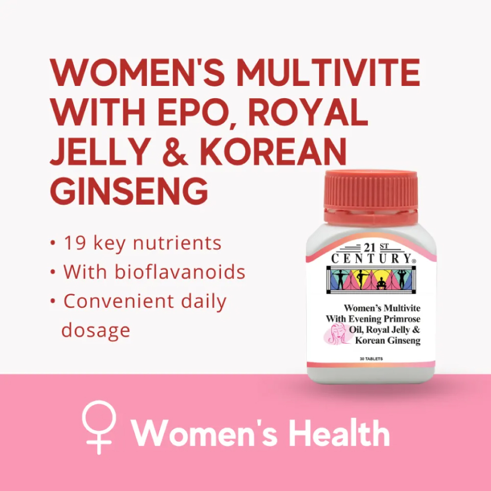 21ST CENTURY Women Multivite 30's with Evening Primrose Oil, Epo Supplement, Royal Jelly