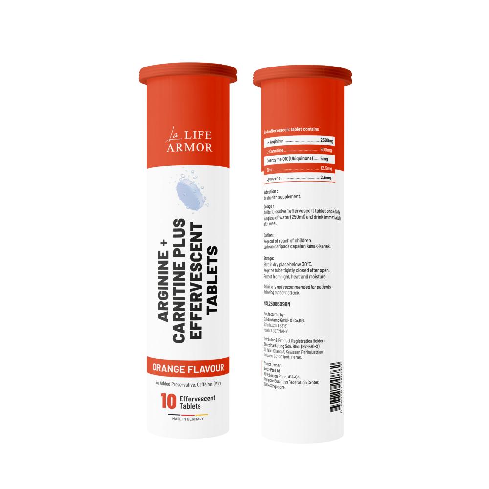 LA LIFE ARMOR Arginine + Carnitine Plus Effervescent Tablet 10's