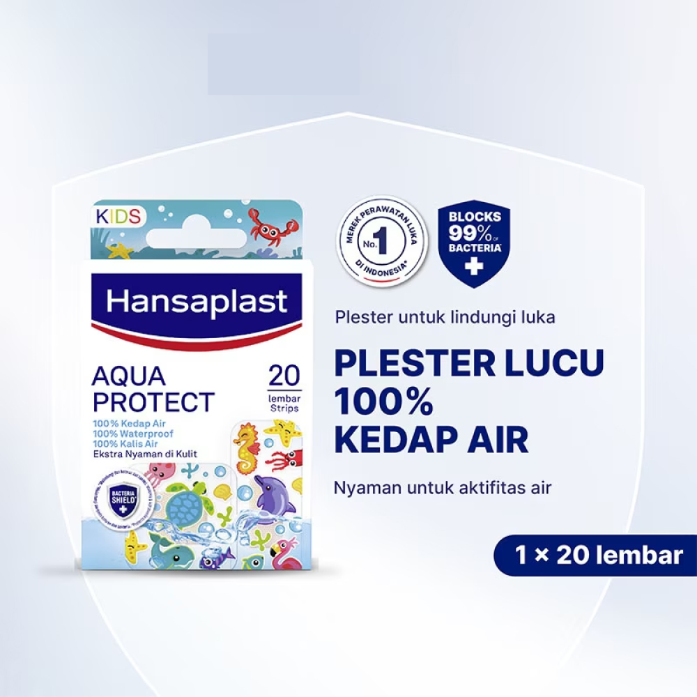HANSAPLAST Aqua Protect Kids 20's for Kids Plaster, Waterproof Plaster for Kids