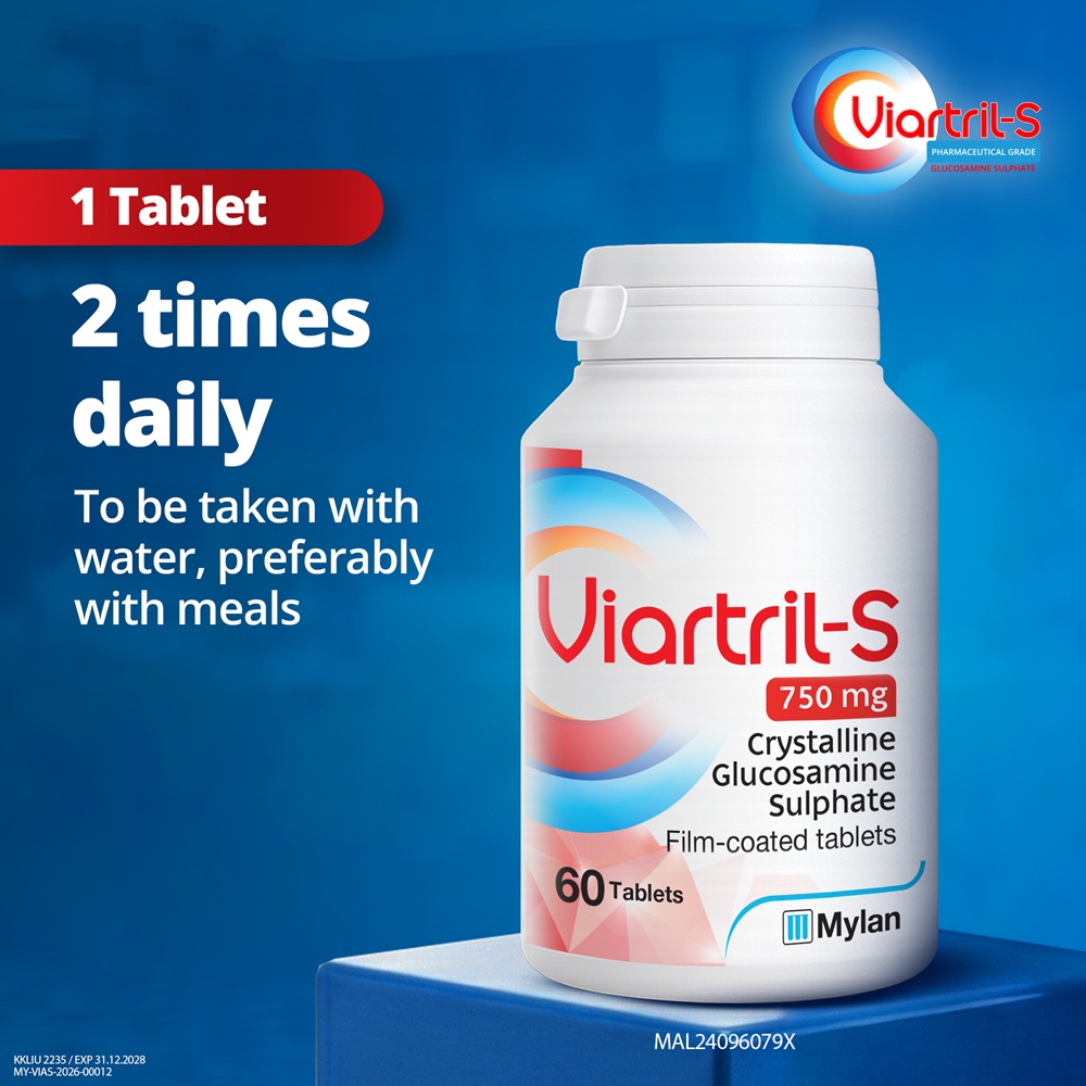 Viartril-S 750mg, Crystalline Glucosamine Sulphate Tablets, 60 Tablets, Relieves Joint Pain, Improves Mobility