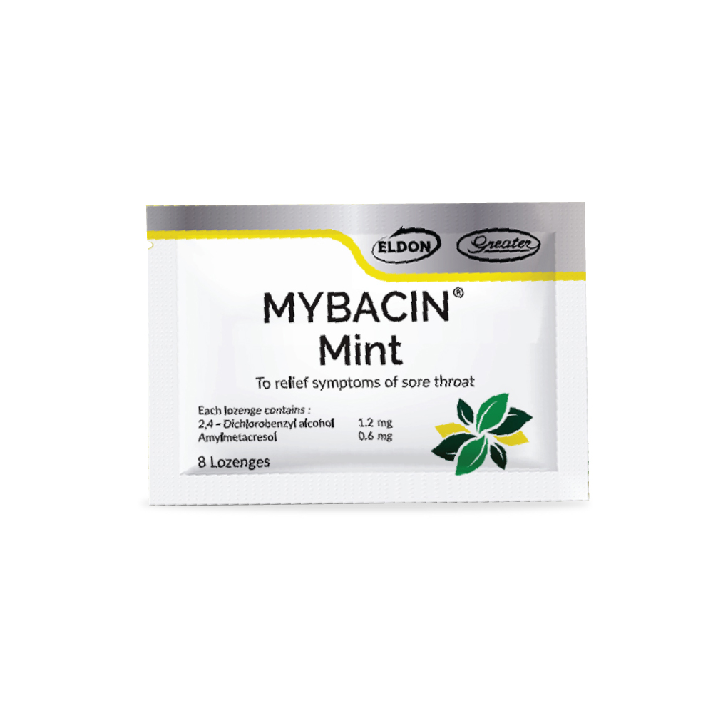 Eldon Mybacin Mint Lozenges 20 X 8's Antiseptic and Anesthetic Effect for Cough Relief