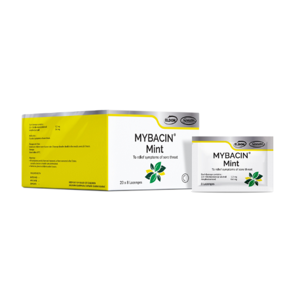 Eldon Mybacin Mint Lozenges 20 X 8's Antiseptic and Anesthetic Effect for Cough Relief