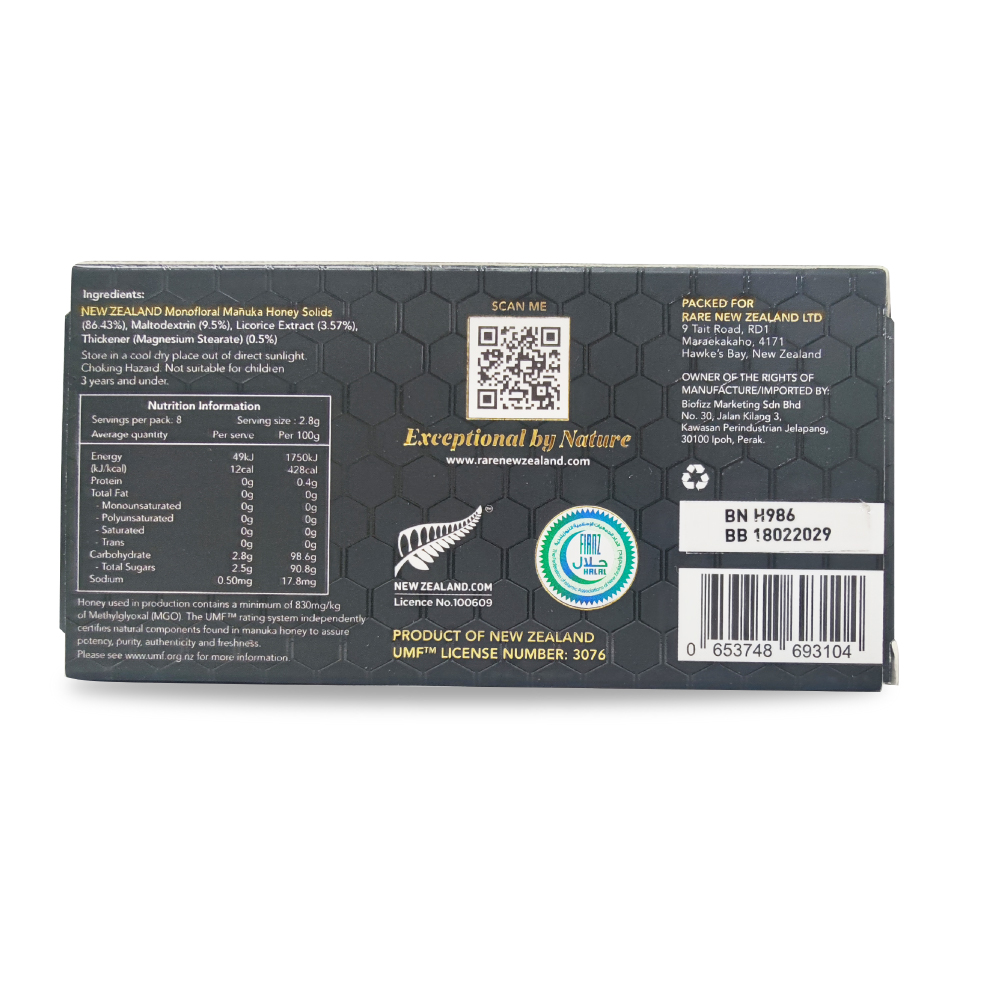 RARE NEW ZEALAND Manuka Honey & Licorice Drops 2.8g X 8's with Pure Manuka Honey