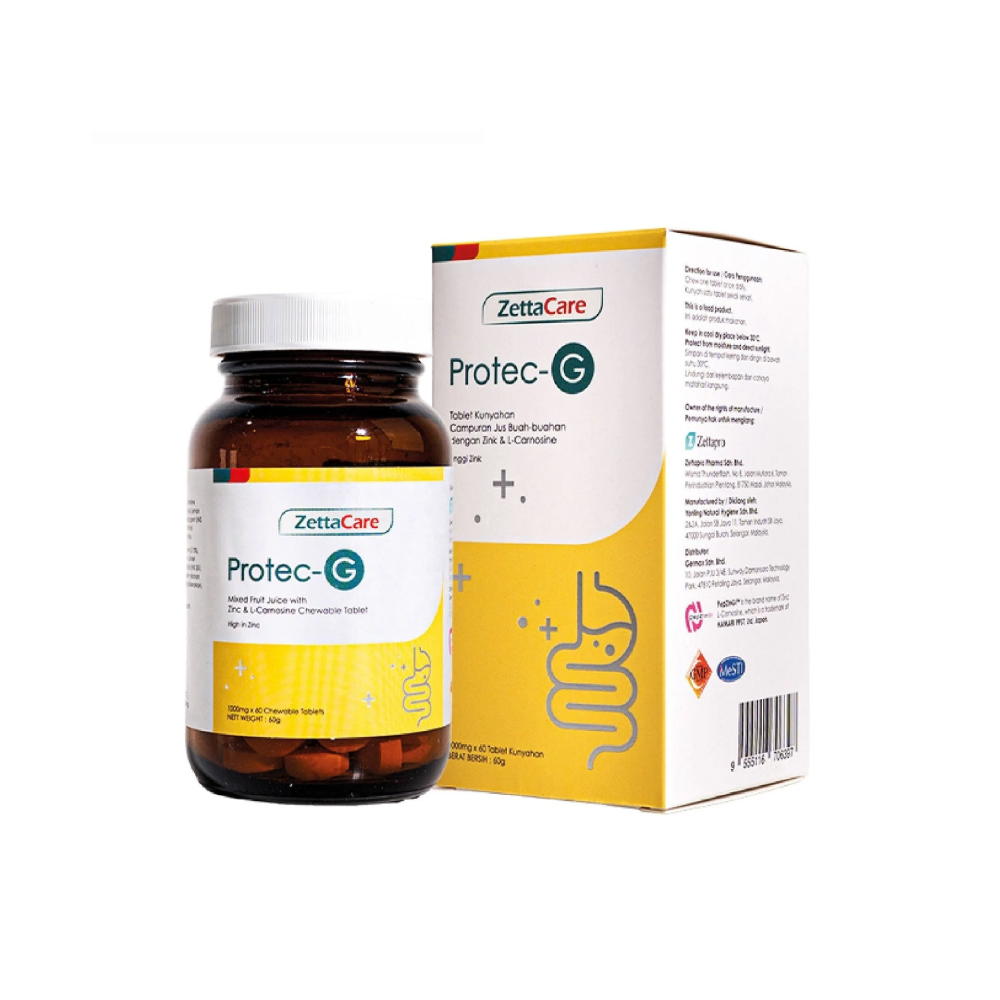 ZETTACARE Protec-G 60's with Zinc L-Carnosine for Peptic Ulcer, Gut Health, Gastric Relief