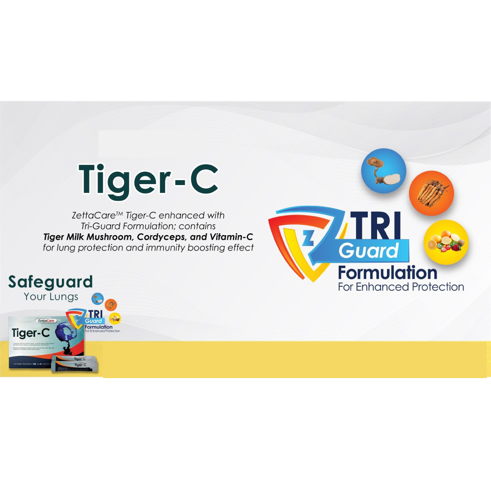 ZETTACARE Tiger-C 28's with Tiger Milk Mushroom, Vitamin C, Cordyceps for Respiratory Health