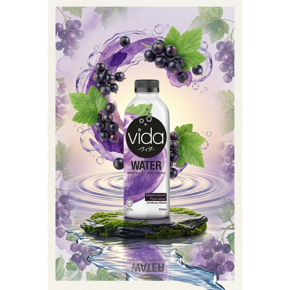 VIDA Water Zero Sugar 500ml (Lemon/Lime/Salty Lychee/Blackcurrant) for Zero Sugar Drink