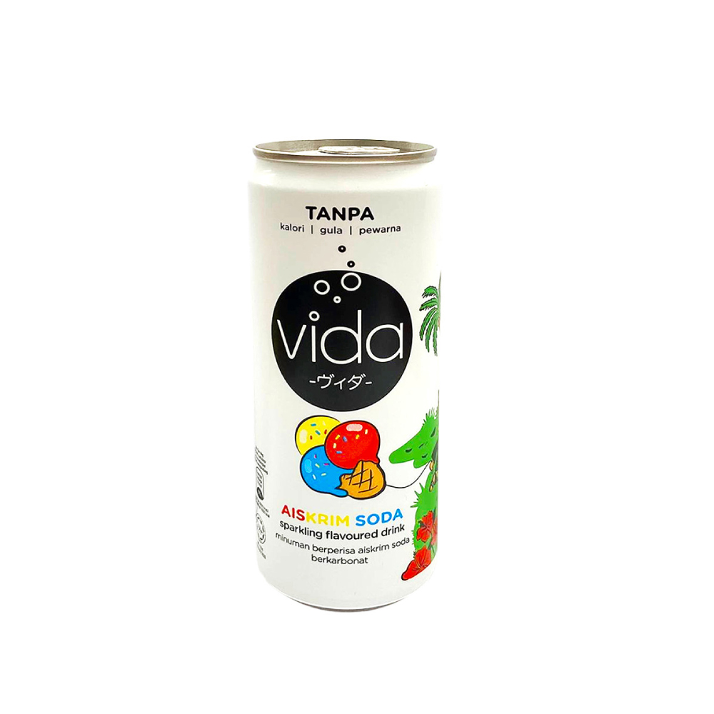 VIDA Sparkling Flavoured Water 325ml (Ice Cream, Asam Jawa, Sirap Ros) for Air Gas Berperisa
