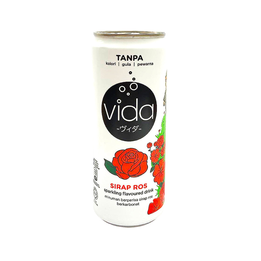 VIDA Sparkling Flavoured Water 325ml (Ice Cream, Asam Jawa, Sirap Ros) for Air Gas Berperisa