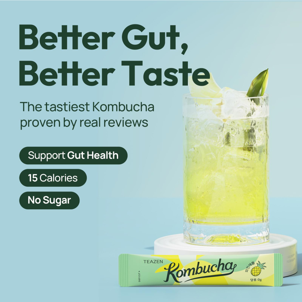TEAZEN Kombucha Tea Pineapple 10's with Kombucha Probiotic, Kombucha Teazen