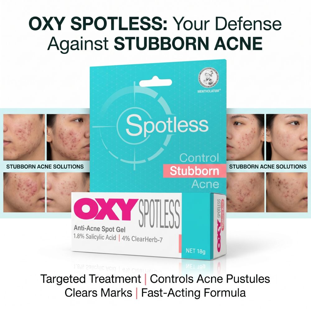 OXY Anti Acne Spotless Gel 18g for Stubborn Acne, Acne Gel, Krim Jerawat, Ubat Jerawat
