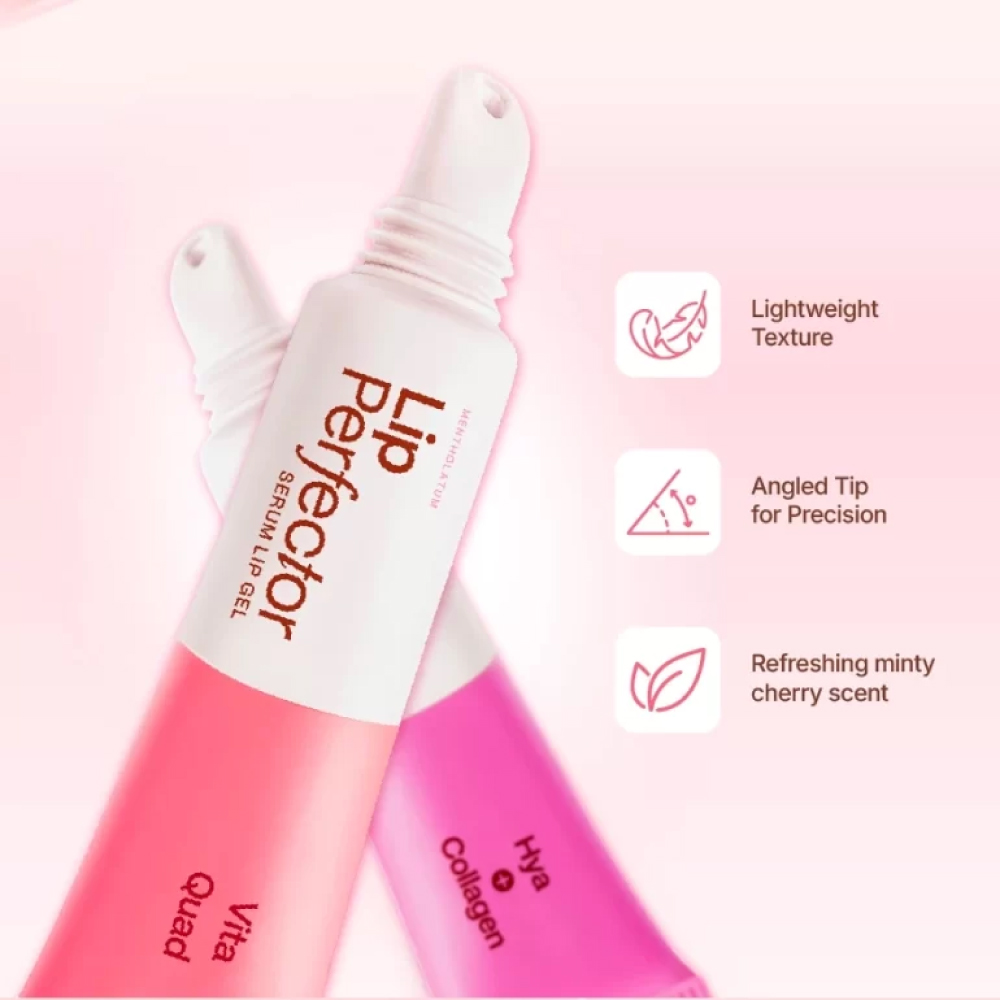MENTHOLATUM Lip Perfector Serum Hya Collagen 8g for Soft Lips, Lips Hydration Gel (Soft pink)