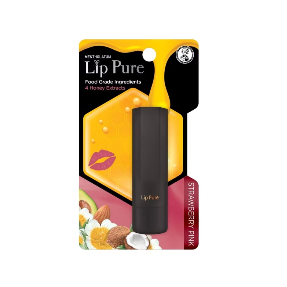 MENTHOLATUM Lip Pure Tinted (Cherry Red / Strawberry Pink) 4g for Lip Moisturizer, Lip Balm