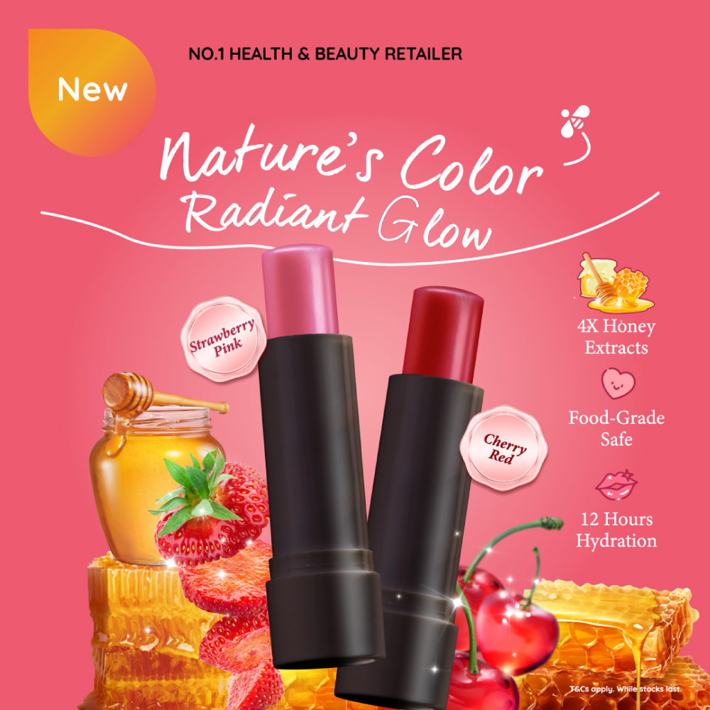 MENTHOLATUM Lip Pure Tinted (Cherry Red / Strawberry Pink) 4g for Lip Moisturizer, Lip Balm