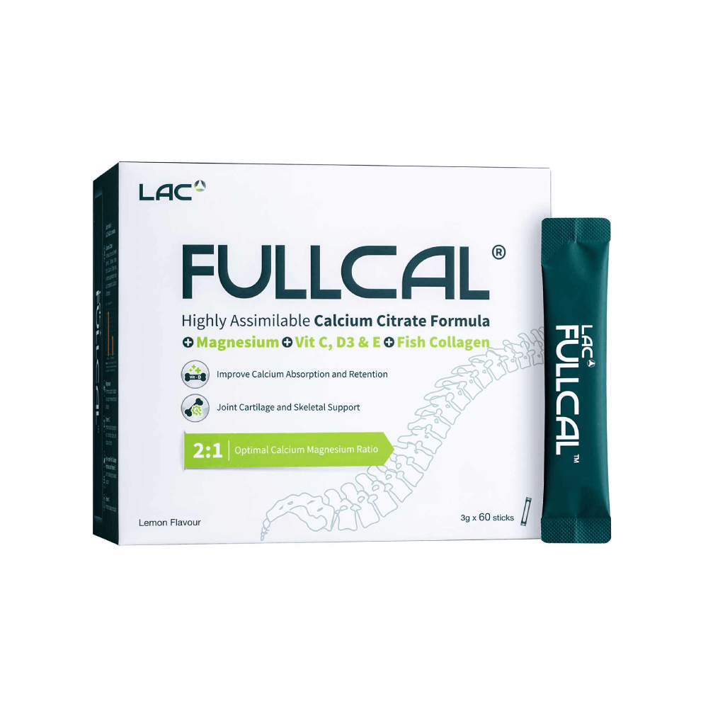 LAC FullCal Lemon 3g X 60's for Joint Cartilage Supplement, Bone Supplement, Supplemen Tulang