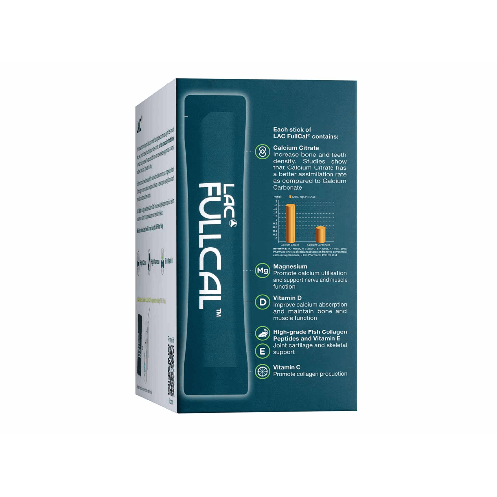 LAC FullCal Lemon 3g X 60's for Joint Cartilage Supplement, Bone Supplement, Supplemen Tulang