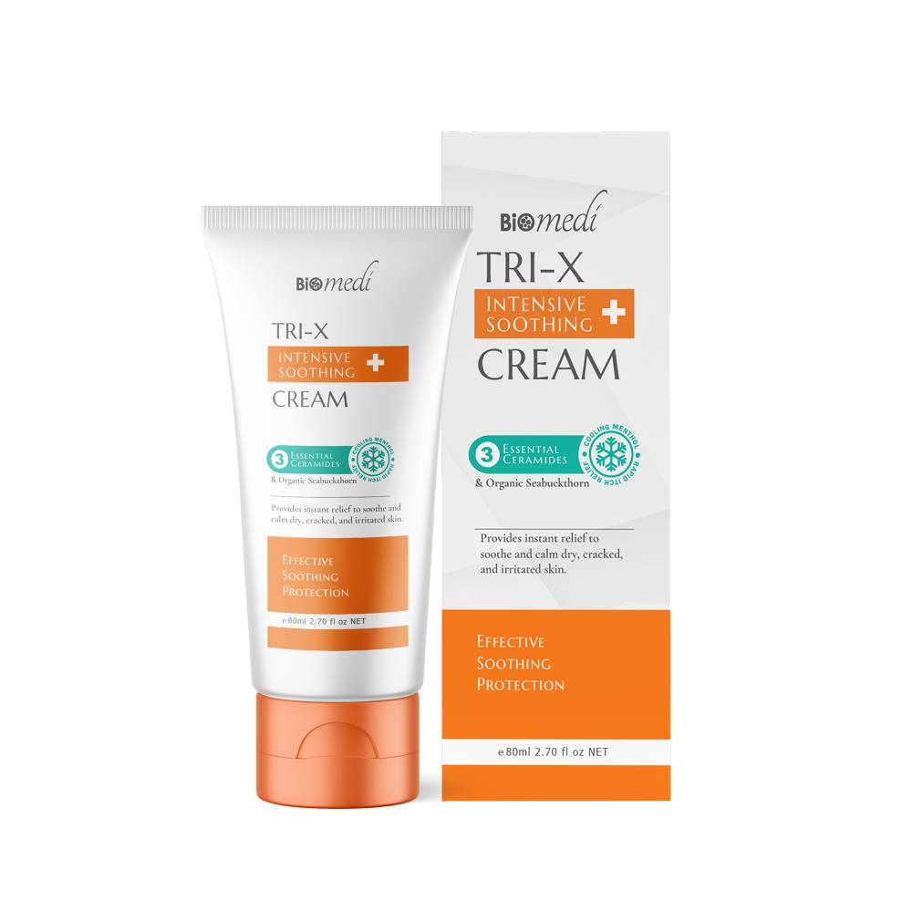 BIOMEDI Tri-X Intensive Soothing Cream (with Menthol) 80ml for Dry Skin, Sensitive Skin Cream