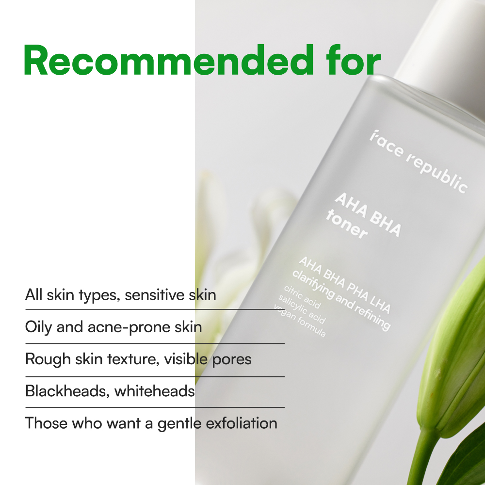 FACE REPUBLIC Aha Bha Toner 160ml with Salicylic Acid Toner, Exfoliate Toner
