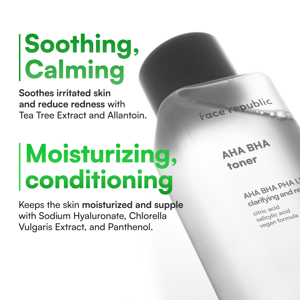 FACE REPUBLIC Aha Bha Toner 160ml with Salicylic Acid Toner, Exfoliate Toner